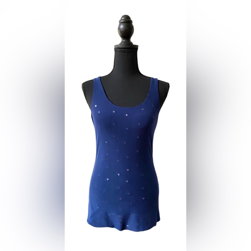 Charlotte Russe Navy Blue Sequin Tank Top